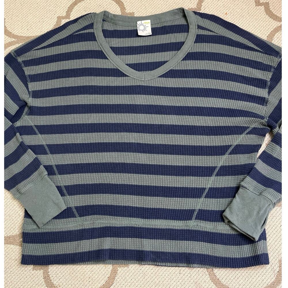 OFFLINE By Aerie Wow! Waffle Oversized long sleeve T-Shirt,size small,Royal Palm